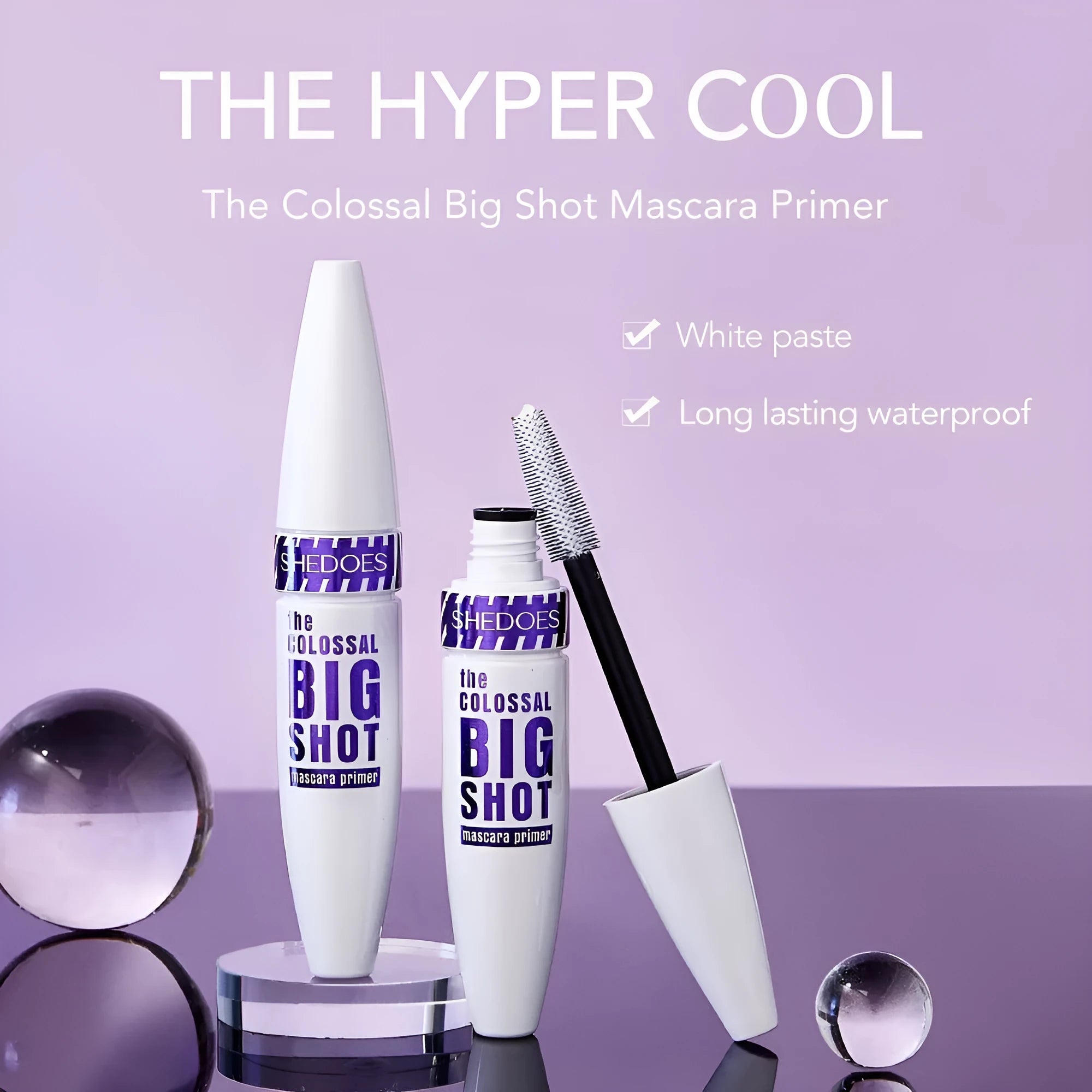 White waterproof mascara tube with 10ML capacity for lash shaping and curling