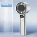 USB rechargeable handheld personal fan with six plastic blades in silver colour