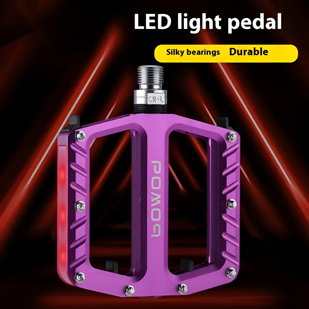 Aluminium alloy bicycle pedals with 710 LED lights in multiple colour options