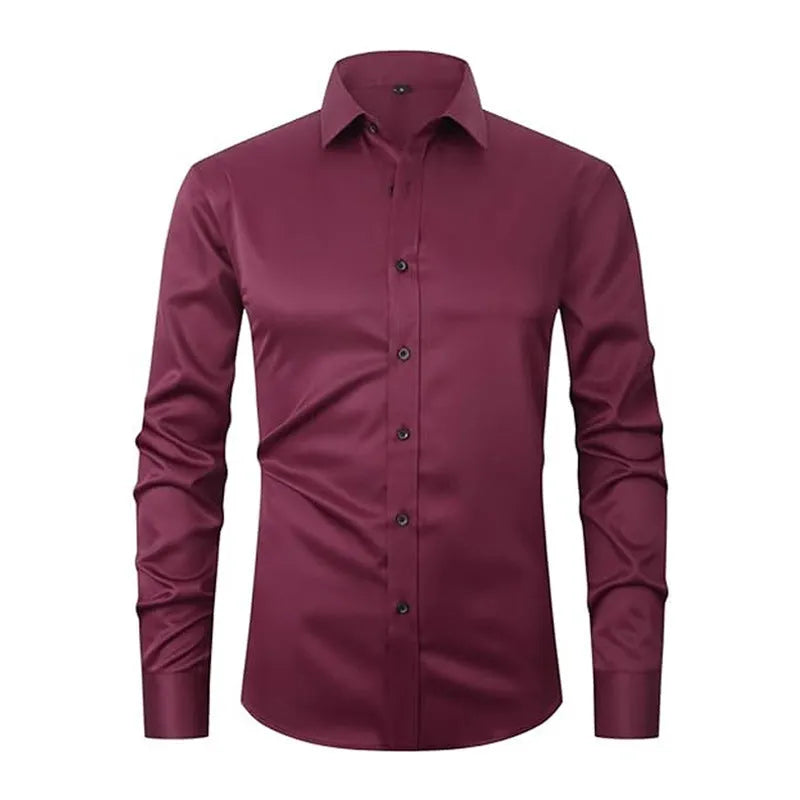 Men's long sleeve polyester stretch work shirt shown in multiple colour options