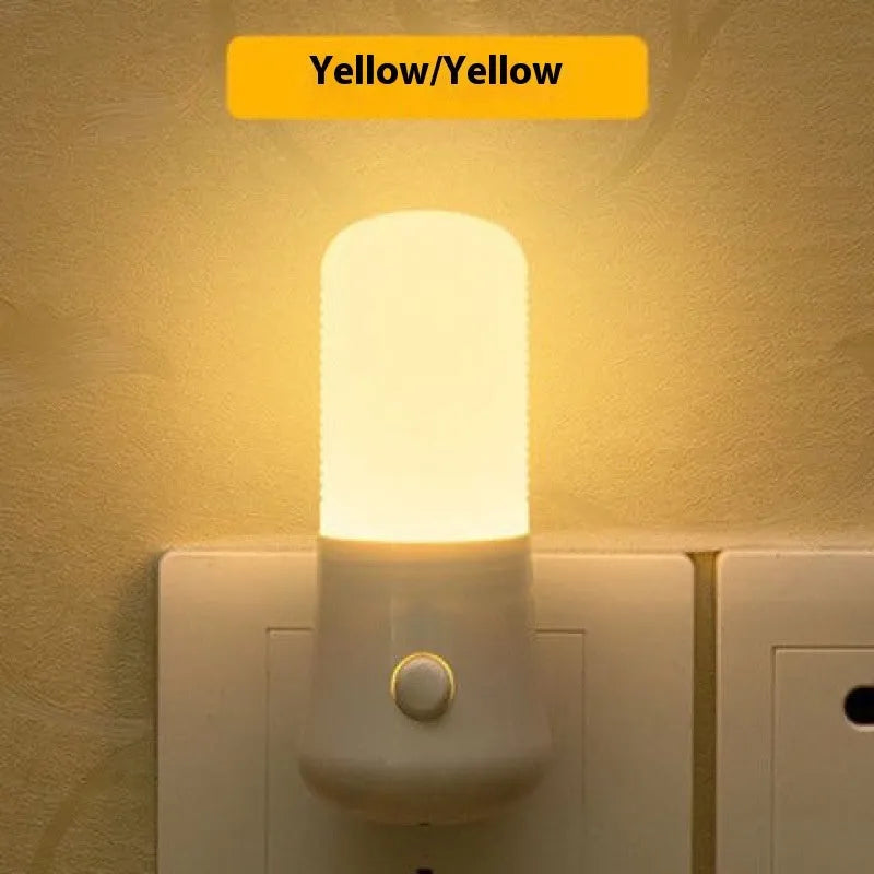 Minimalist cube-shaped plug-in night light with dual-colour switching function