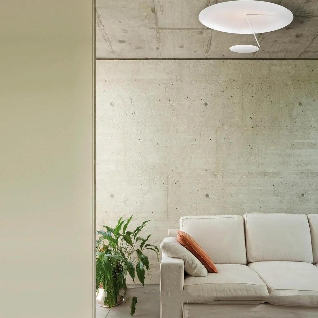 Creative iron ceiling lamp with 50cm diameter in white or white gold colour with LED warm light