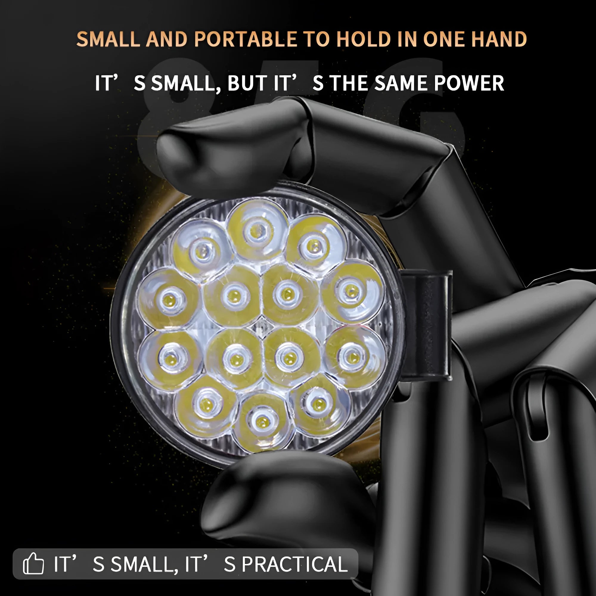 Mini round LED car work light with aluminium housing and white light output