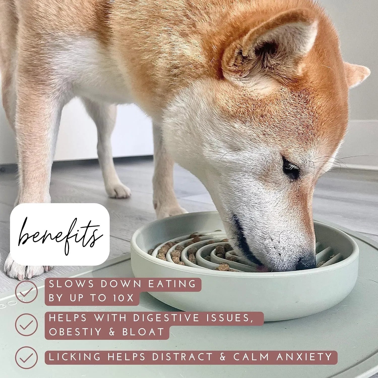 Silicone slow feeder dog bowl with textured ridges, shown in mustard green colour