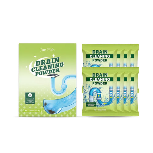 Drain cleaning powder in sealed sachets with sodium hydroxide formula for sink and shower blockages