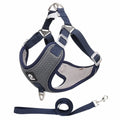 Adjustable dog harness with reflective piping in black, red, gray or light purple colours