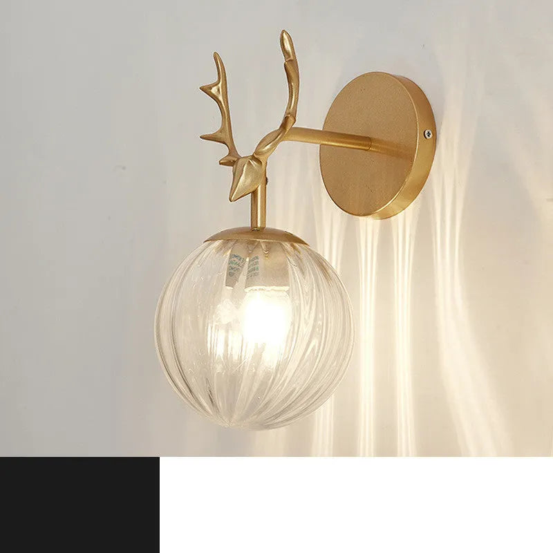 Modern round glass wall lamp with Nordic minimalist design on a wall.