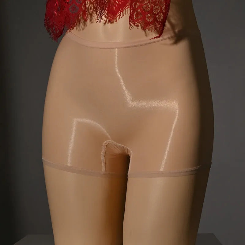 Shiny men's nylon underwear stockings in multiple colours with seamless mid-waist construction