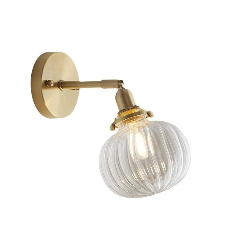 Pumpkin-shaped transparent glass wall lamp for living room or bedroom lighting