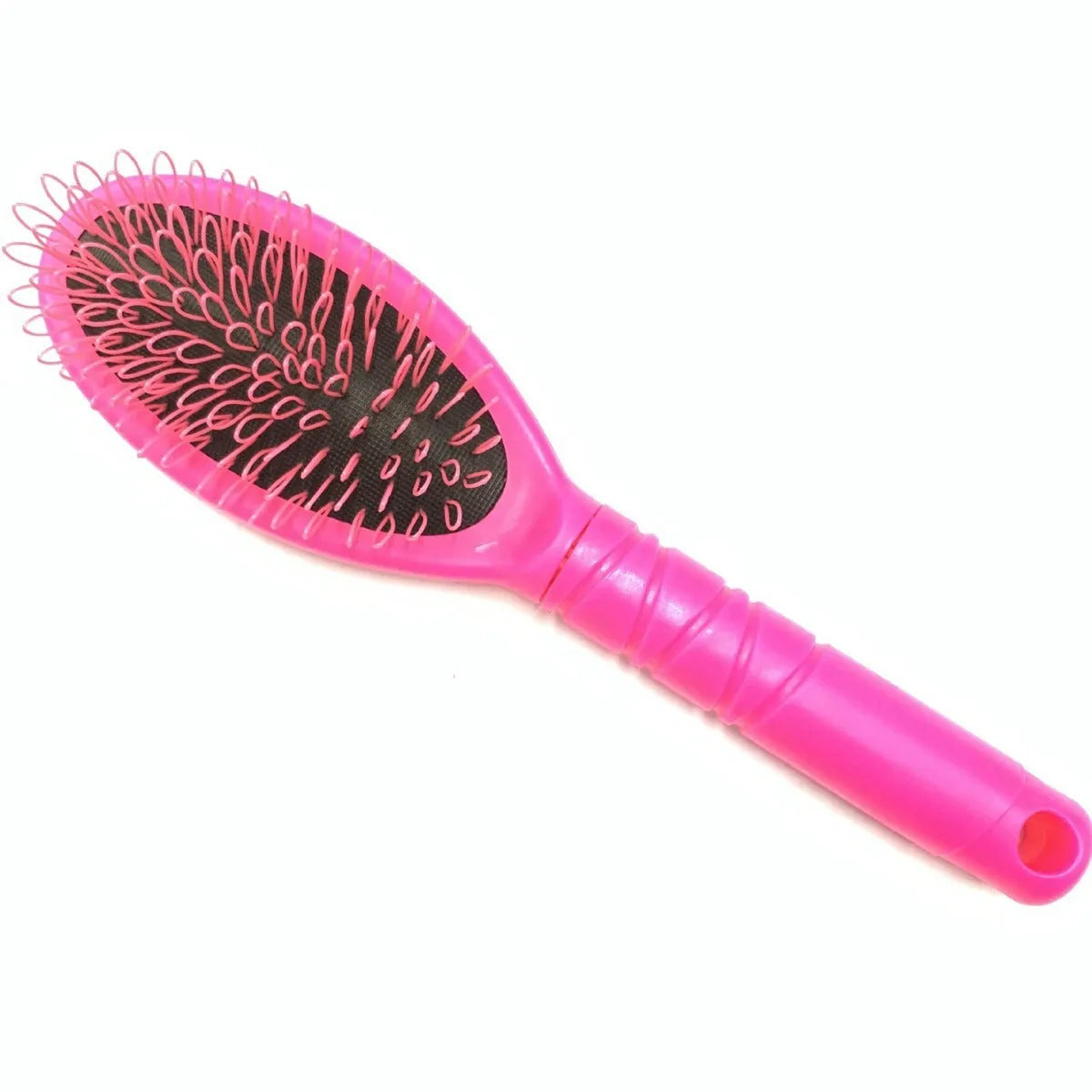 Black and pink plastic hairdressing comb with ring teeth for hair extension application