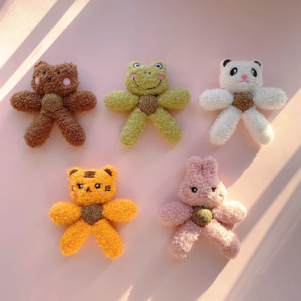 Brown bear design catnip chewing ball for dental cleaning 12.5cm cat toy