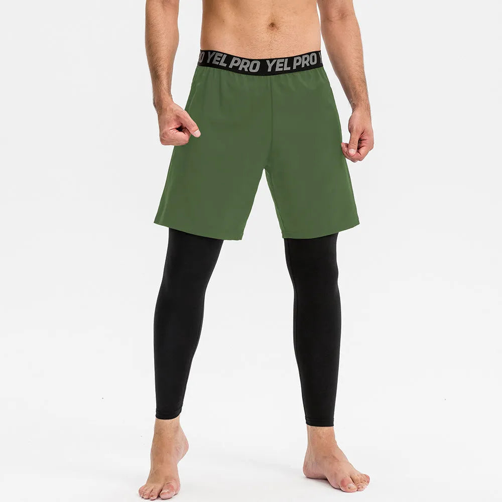 Men's tight-fitting quick drying sports pants in grey for fitness exercise
