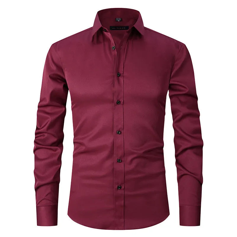 Men's long sleeve polyester stretch work shirt shown in multiple colour options