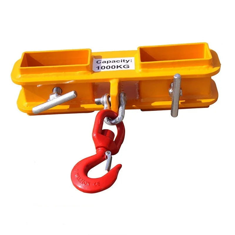 Forklift crane hook with rotatable drum and safety locking mechanism for 25-tonne lifting capacity