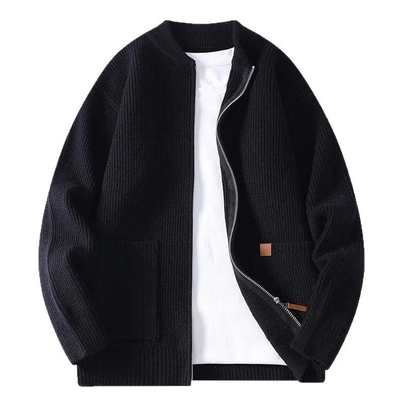 Men's striped cardigan sweater in chemical fibre blend fabric available in multiple colours
