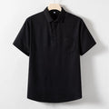 Men's loose lapel linen t-shirt in hemp blend fabric available in three colours