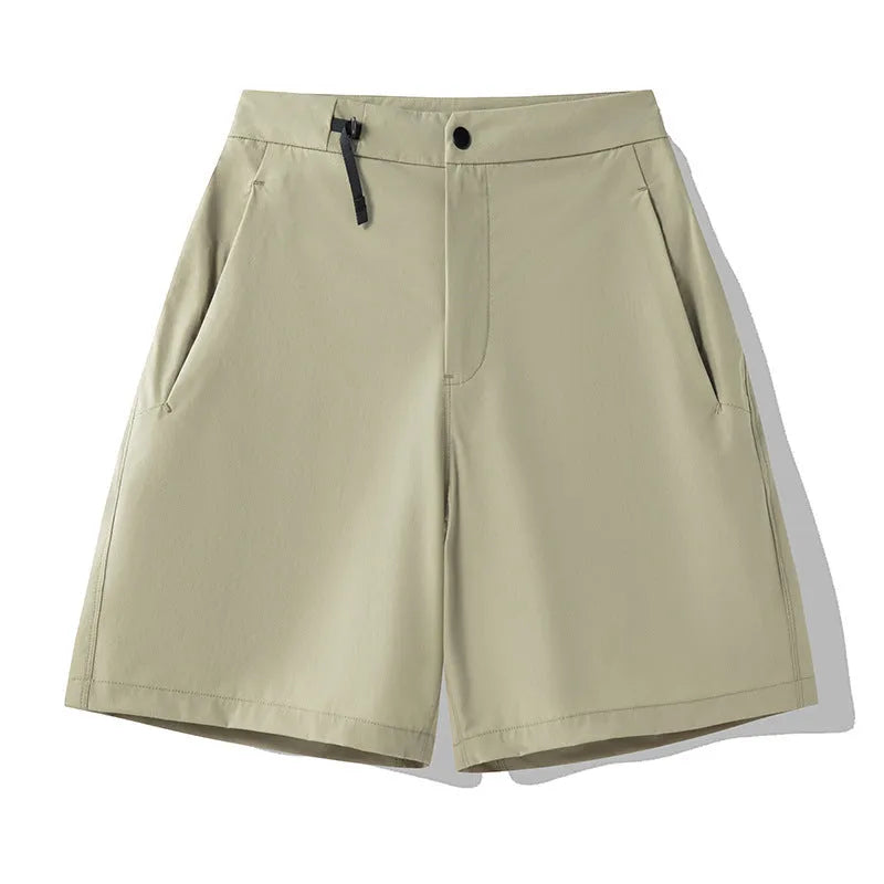 Men's quick-drying sports shorts in Army Green colour with elastic waistband and 3D cutting design