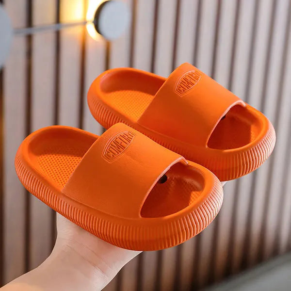 Children's mixed colour EVA slippers with non-slip soles in Blue, Green, Orange, Pink and Yellow options