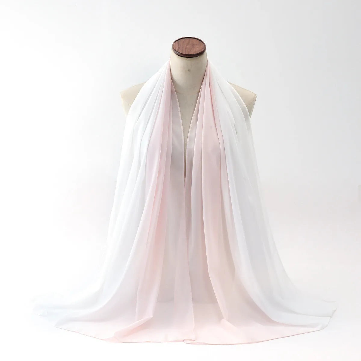 Long bubble towel texture chiffon scarf draped showing its length and colour.