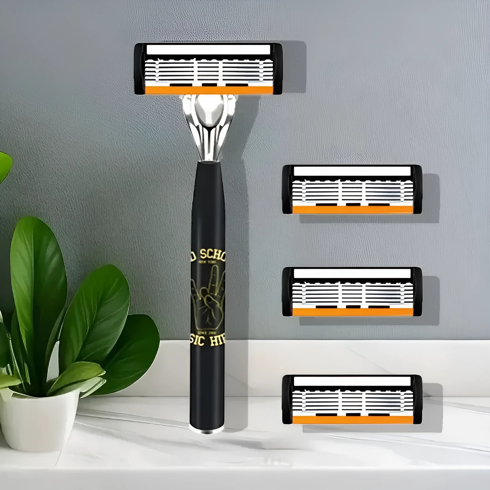 Black six-layer finger type handle for manual shaver cutter head with blade options