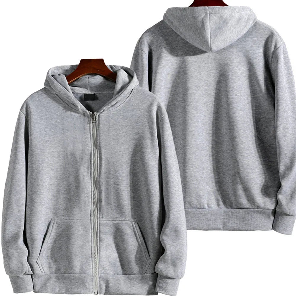 Men's loose fit solid colour sports zipper jacket in polyester spandex fabric