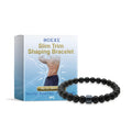 Men's adjustable glass bead bracelet featuring a black gallstone design element on a wrist.
