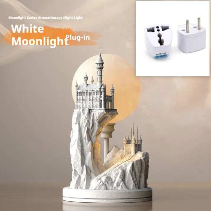 White composite gypsum table lamp with plug-in night light function for bedside use