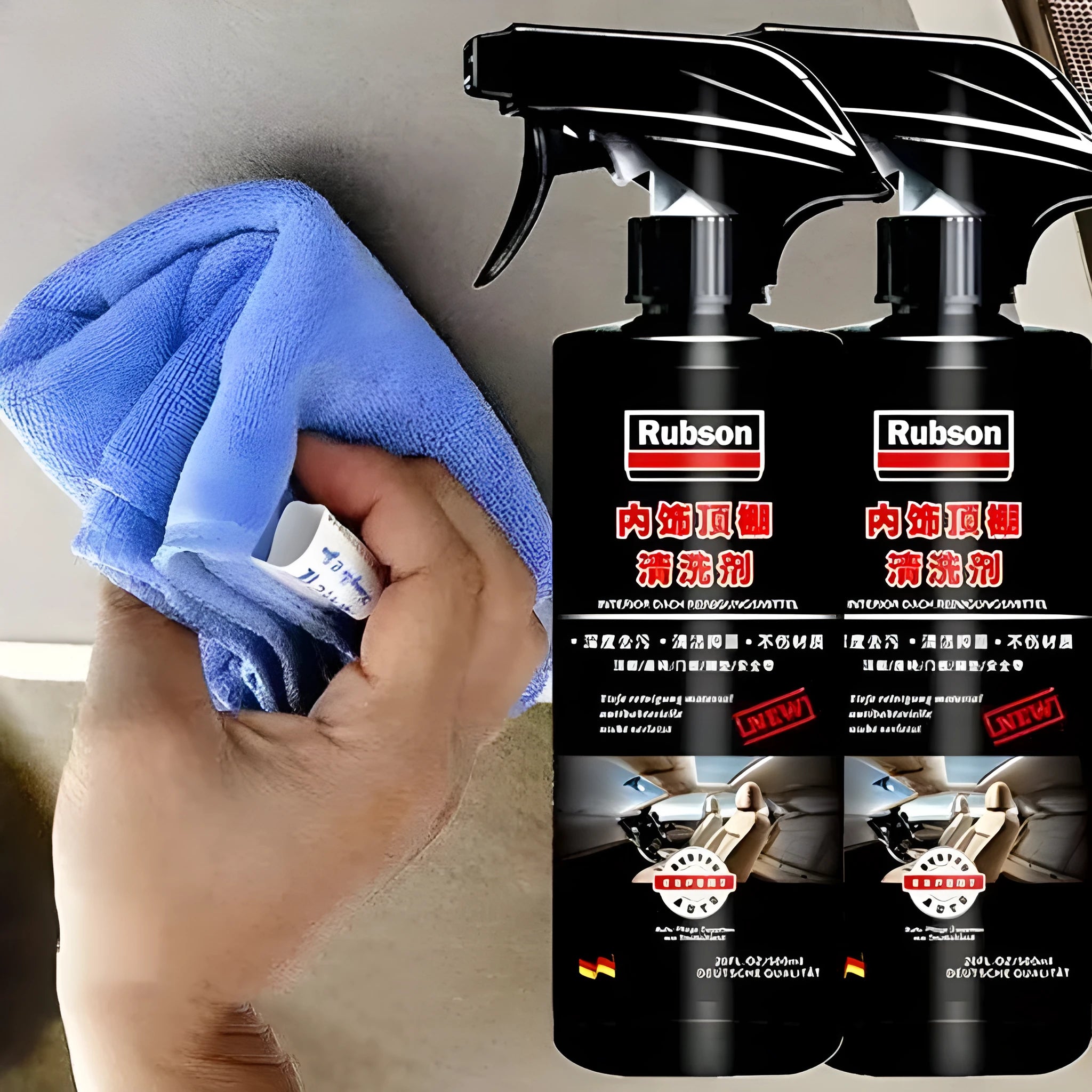 UL ultrasonic fabric roof foam decontamination cleaner bottle with sponge wipes and towel