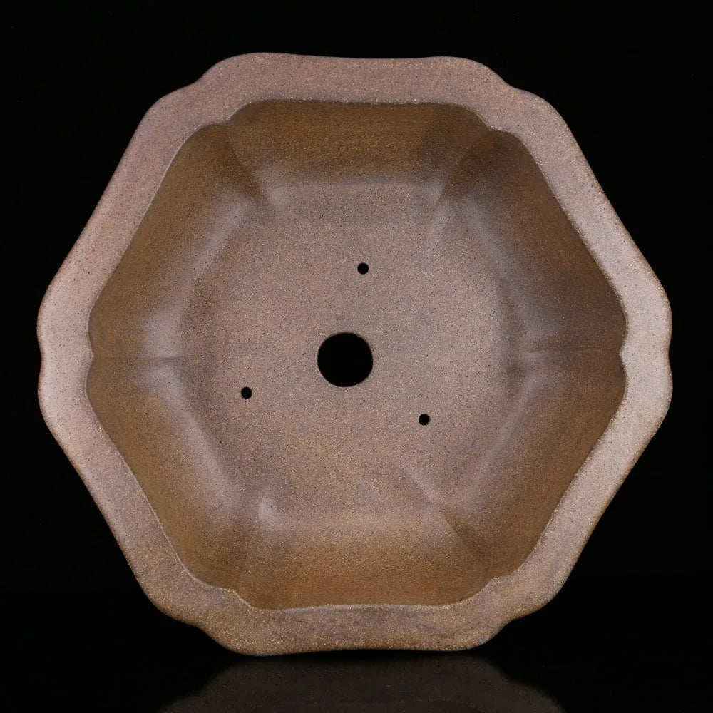 Large purple sand plant pot in hexagonal style with handmade clay construction