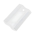 A small white plastic double-sided flea comb with dense teeth for dogs and cats.