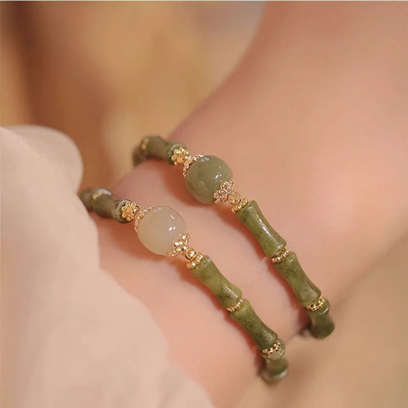 Women's geometric Hetian jade bracelet in dark green and light colour options