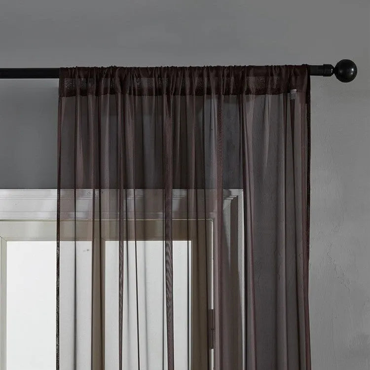 Black modern vertical linen blend curtain with flat embroidery stitching, width 150cm length 250cm