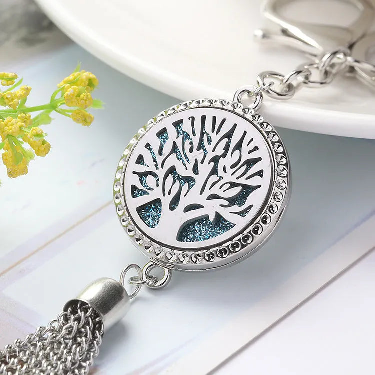 Alloy tassel aromatherapy car pendant with chain for vehicle fragrance diffusion