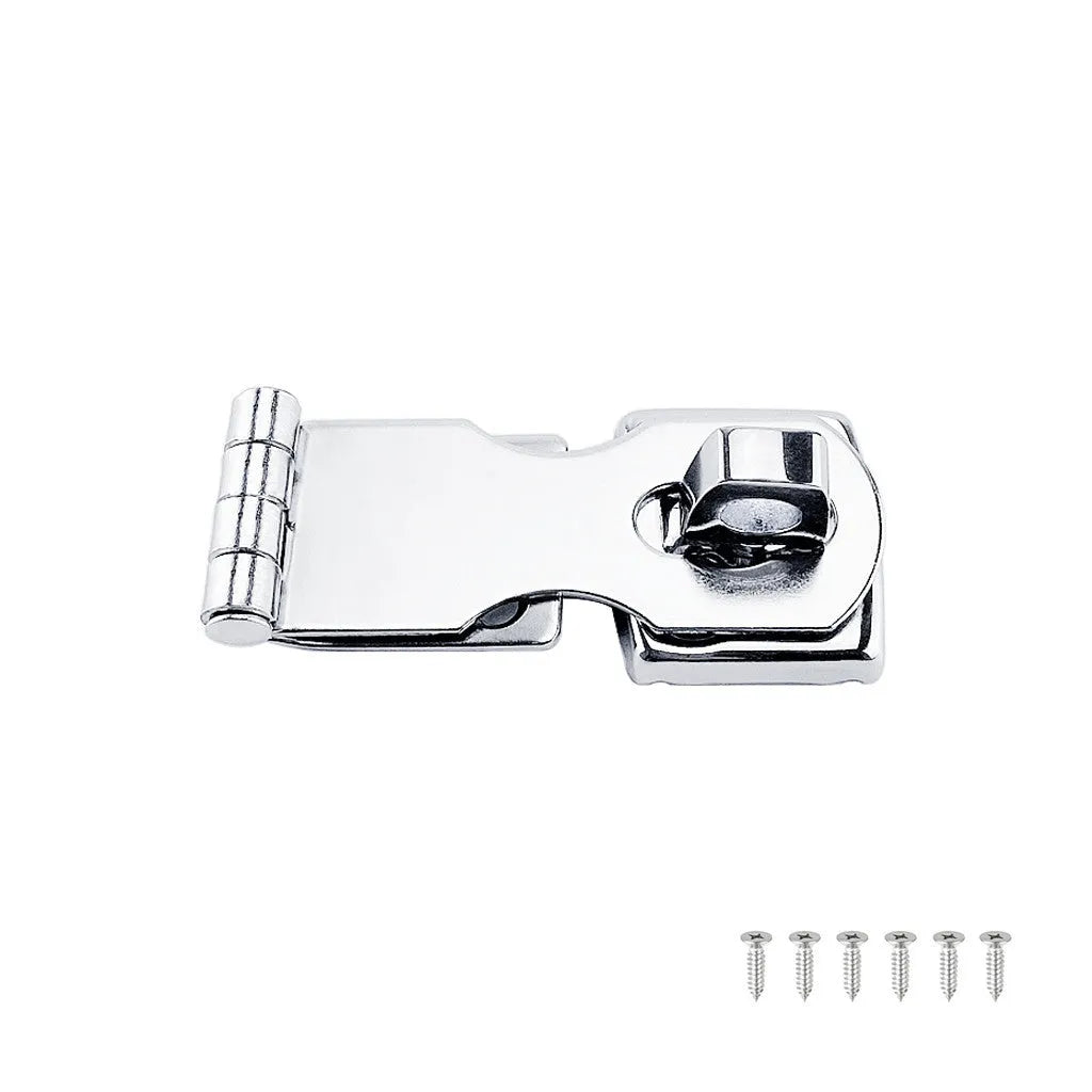 Silver 304 stainless steel security bolt hasp with a mirror finish.