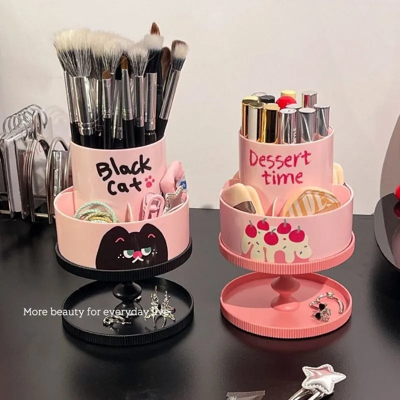 Japanese style cosmetic brush barrel with rotating rack in various colour options