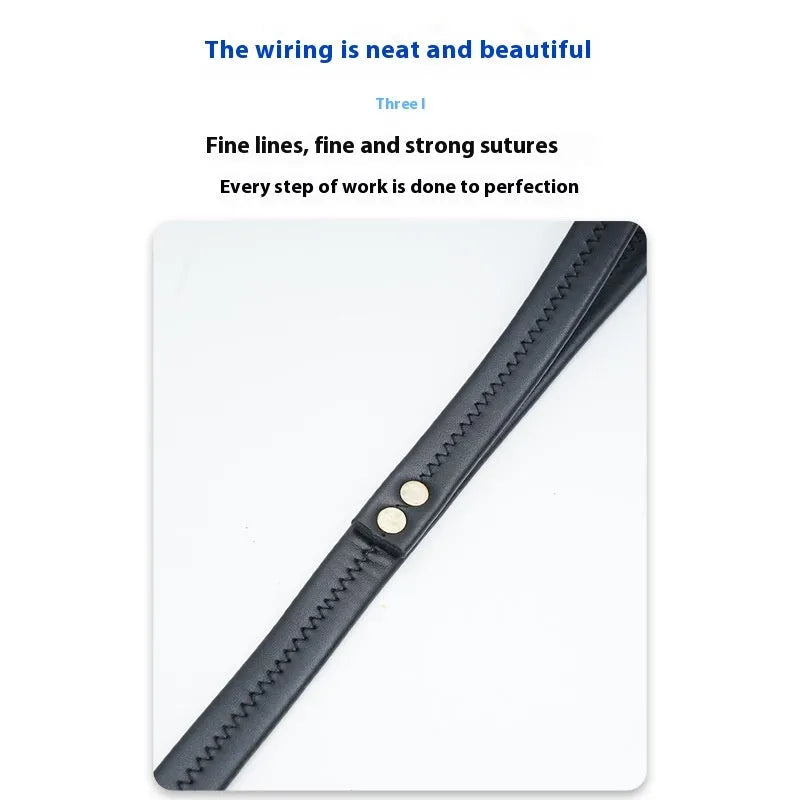 Black PU leather dog lead with quick-release clip shown at full length
