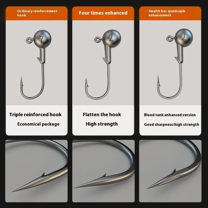 Fishing jig hooks 50 pieces pack with lead heads and reinforced construction