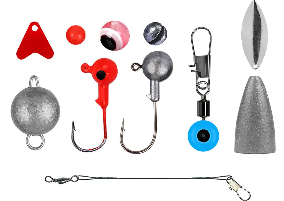 Weihe 257-piece fishing lure accessories kit in ABS storage box for Texas rigs and sea fishing
