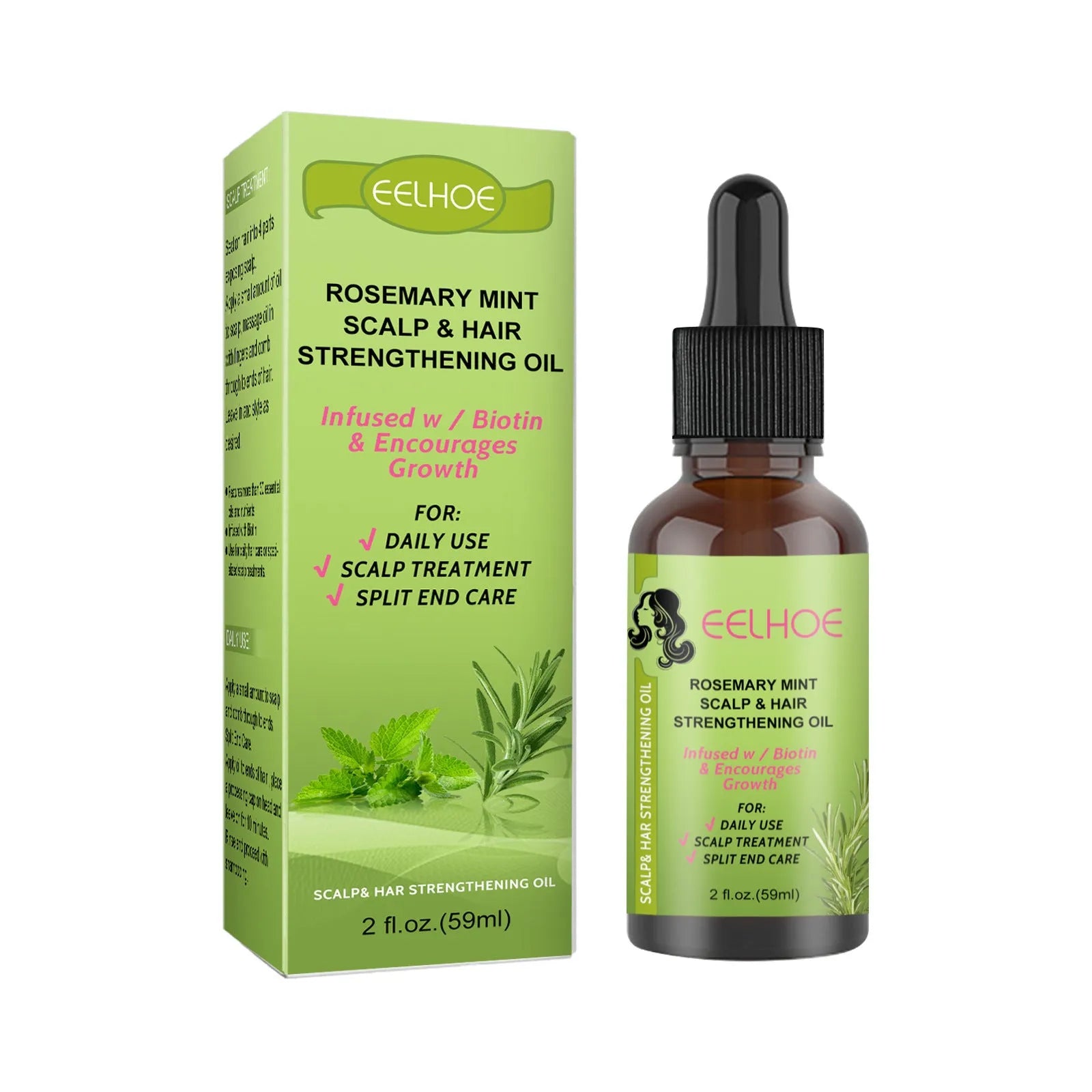 59ml bottle of rosemary mint hair growth fluid for scalp massage and treatment