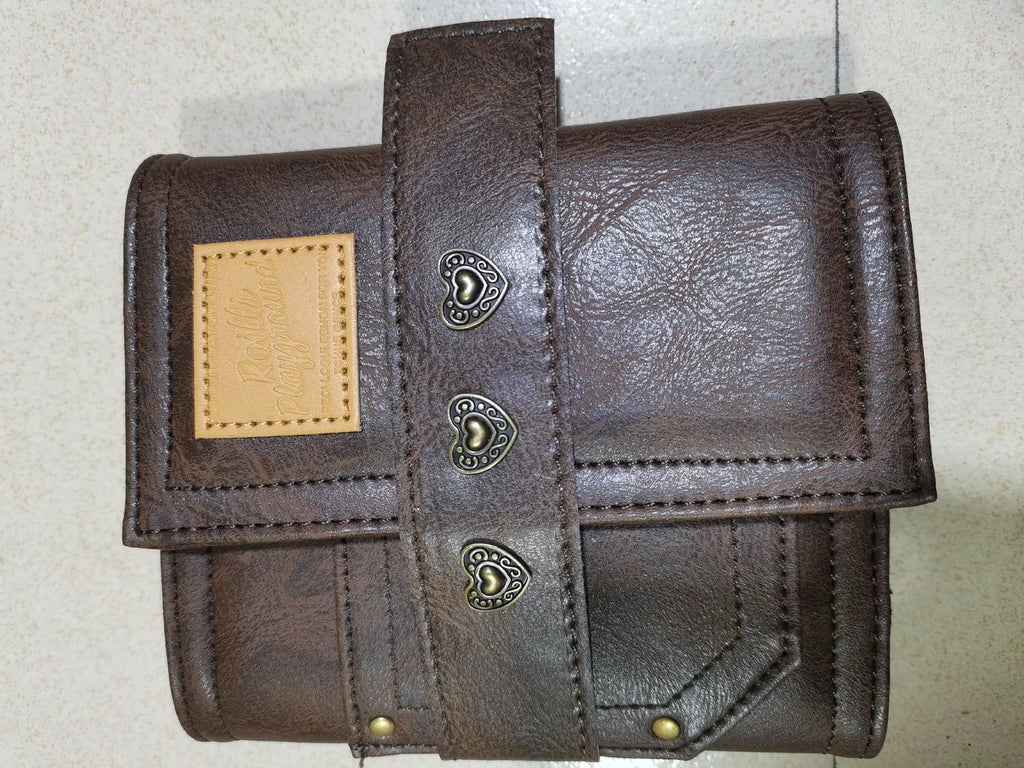 Brown A7 notebook with loose-leaf binder binding and PU cover
