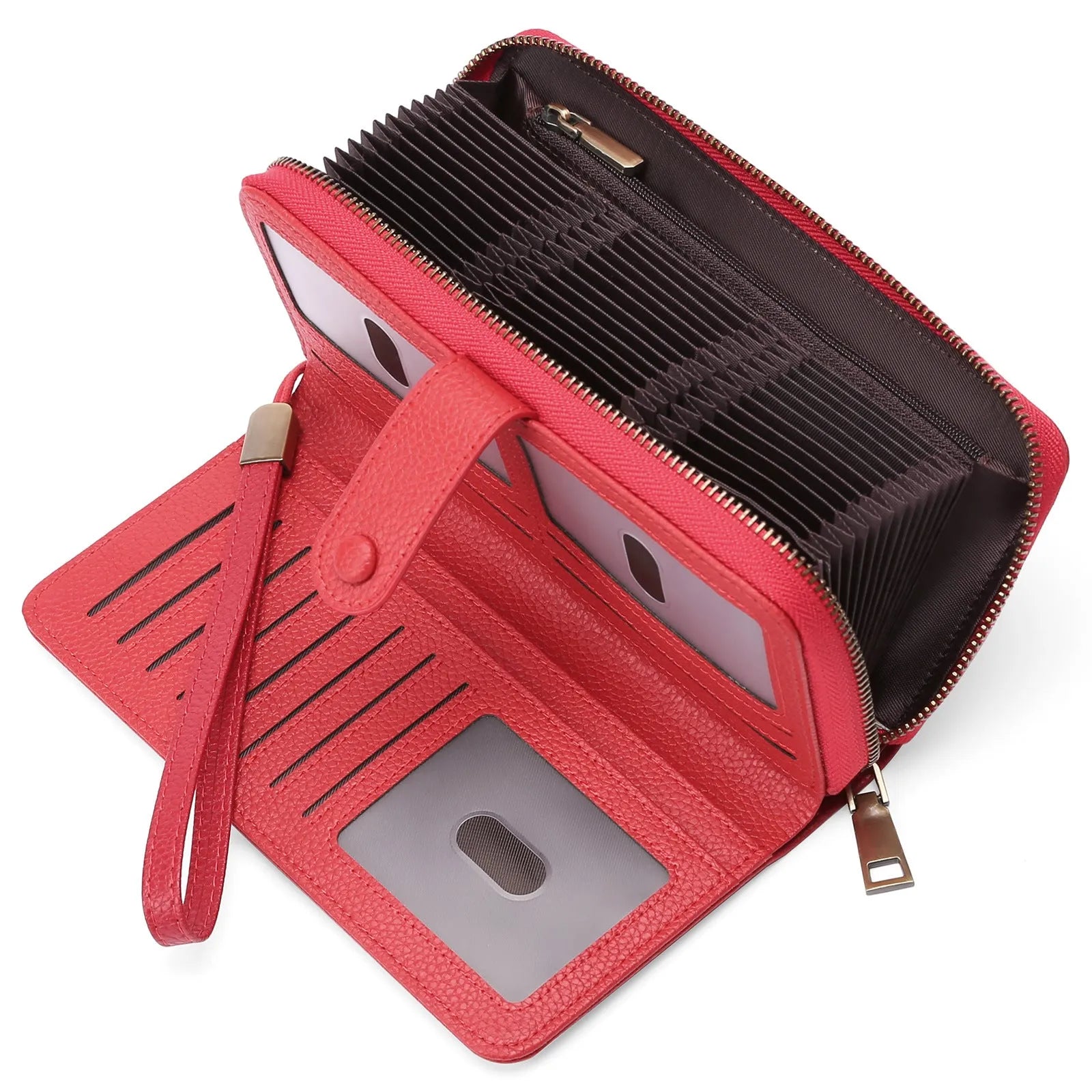 Women's expanding card holder wallet with anti-theft RFID protection in multiple colour options