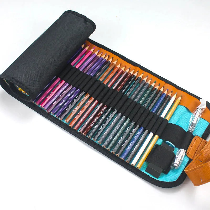 Set of 50 wooden coloured pencils for oil painting in a wooden storage case with Grade 1 basswood construction