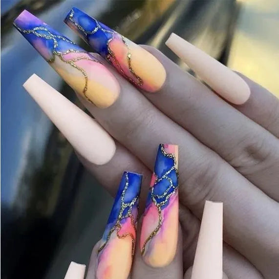 Ballet wave line pattern detachable nail stickers with clear jelly glue packs