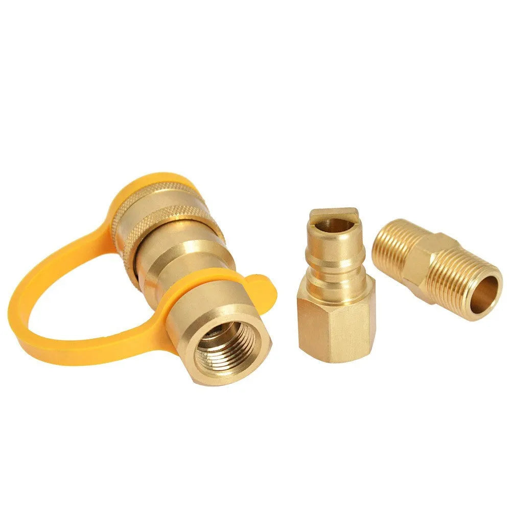 Gold colour brass gas propane conversion charging connector with 3/8 inch threads
