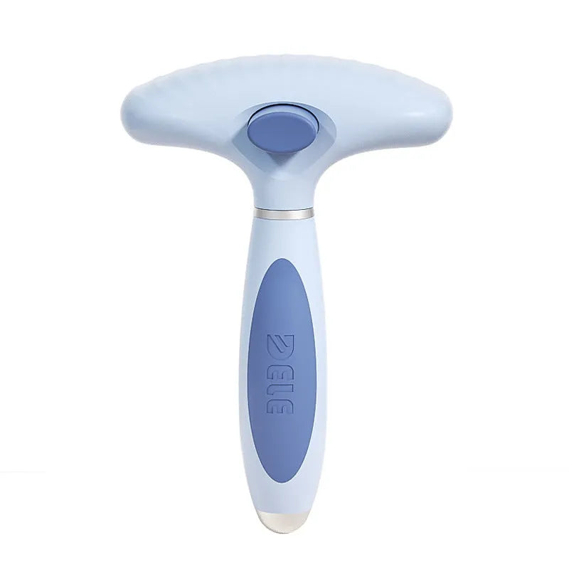 Azure Light Blue stainless steel double-row dog grooming comb for de-shedding