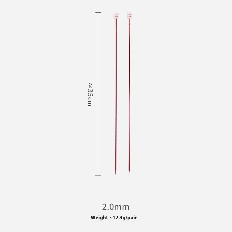 Set of lengthened crochet hooks with protective caps in sizes from 2.0mm to 10.0mm.