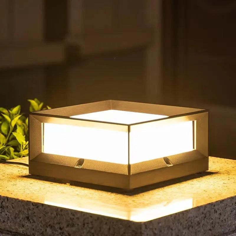 Solar powered aluminium LED outdoor pillar light for garden pathways