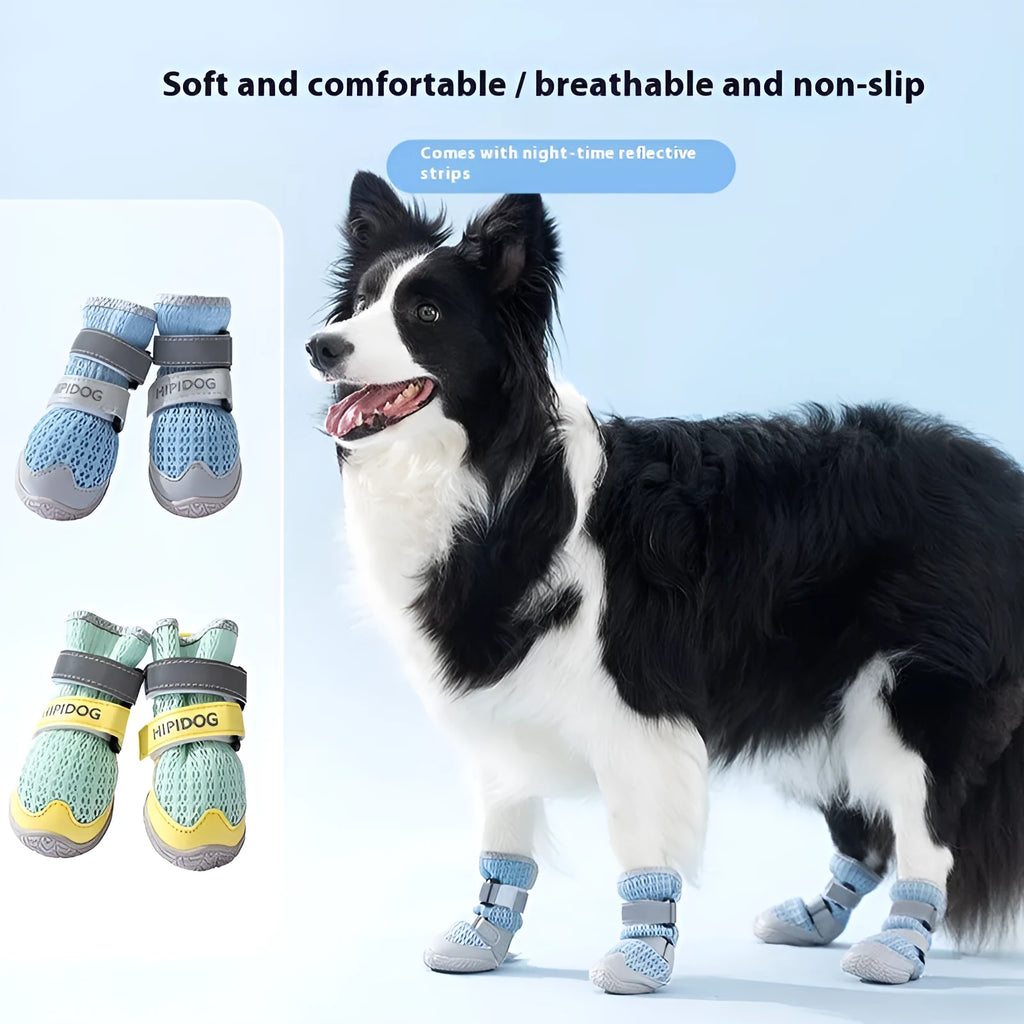Cartoon style dog shoes in Bondi Blue colour for summer heat protection
