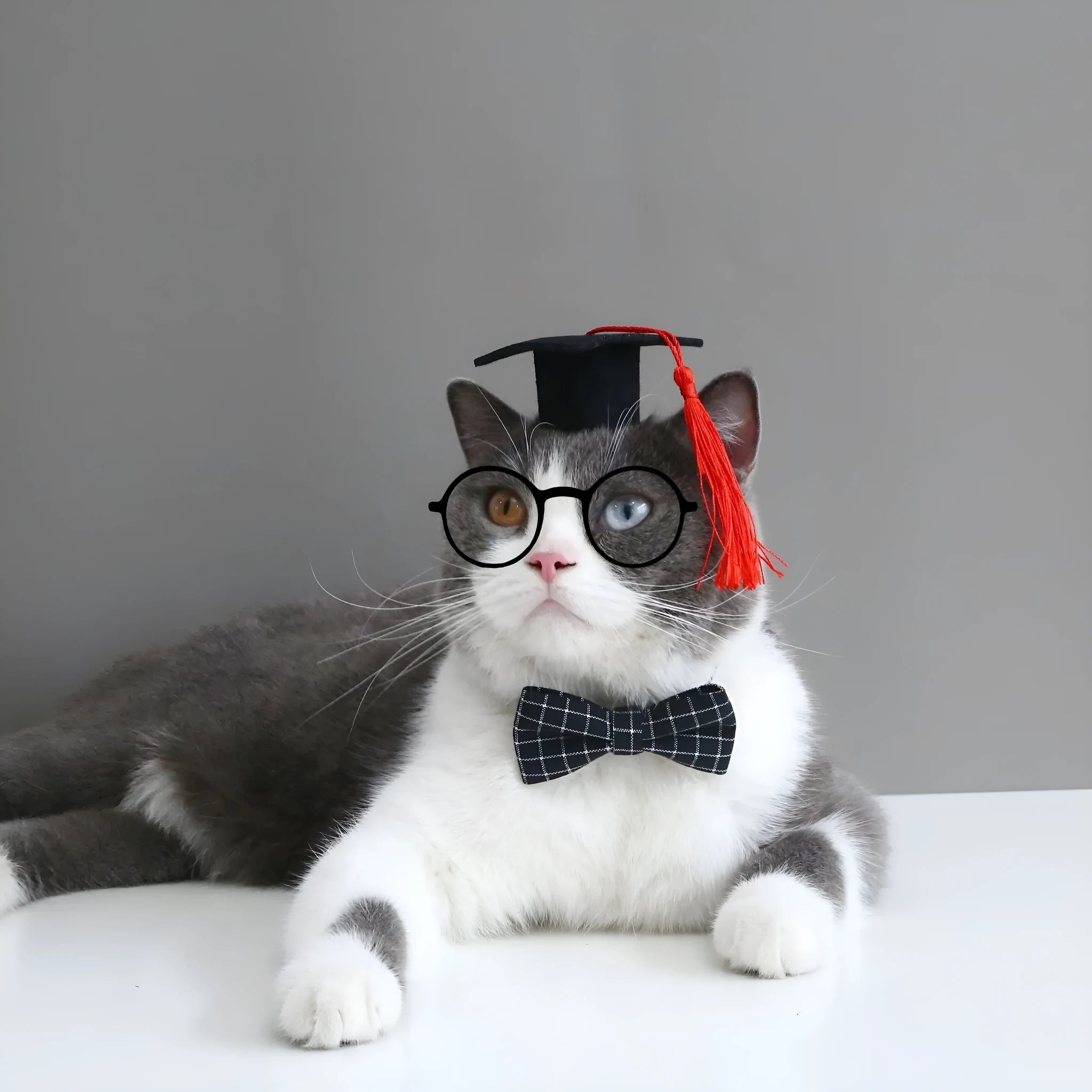British-style pet bow tie and hair band set with elastic headband for small dogs and cats