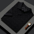 Men's mulberry silk short sleeve lapels sweater in business casual style
